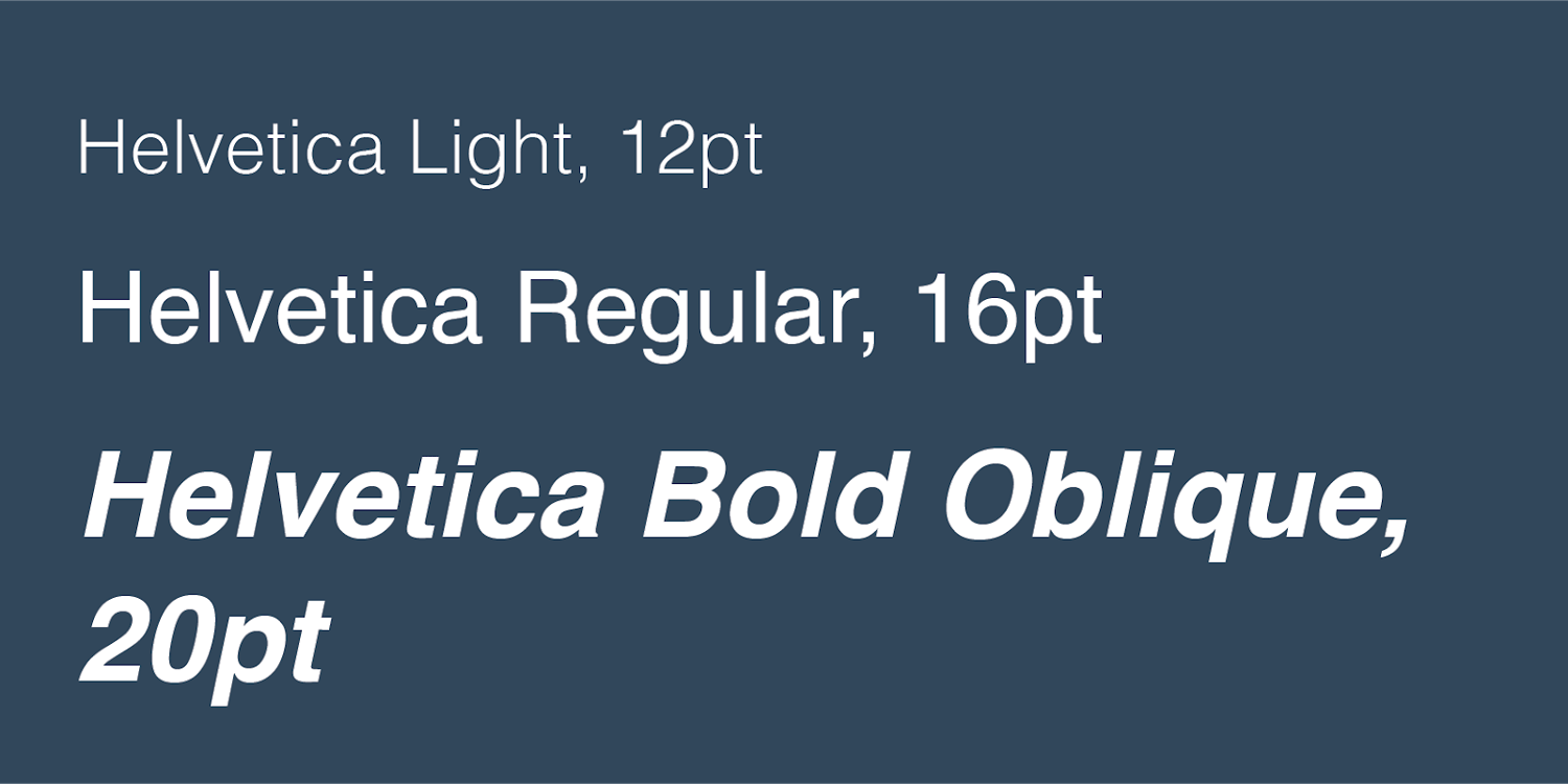 3 font examples of the helvetica typeface